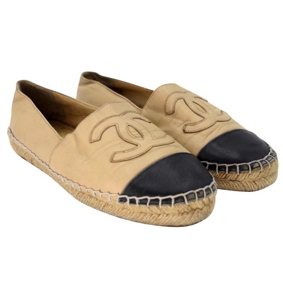 Chanel Embroidered Espadrille 38 Cap Toe Leather Flats CC-0915N-0001 - Picture 5 of 12